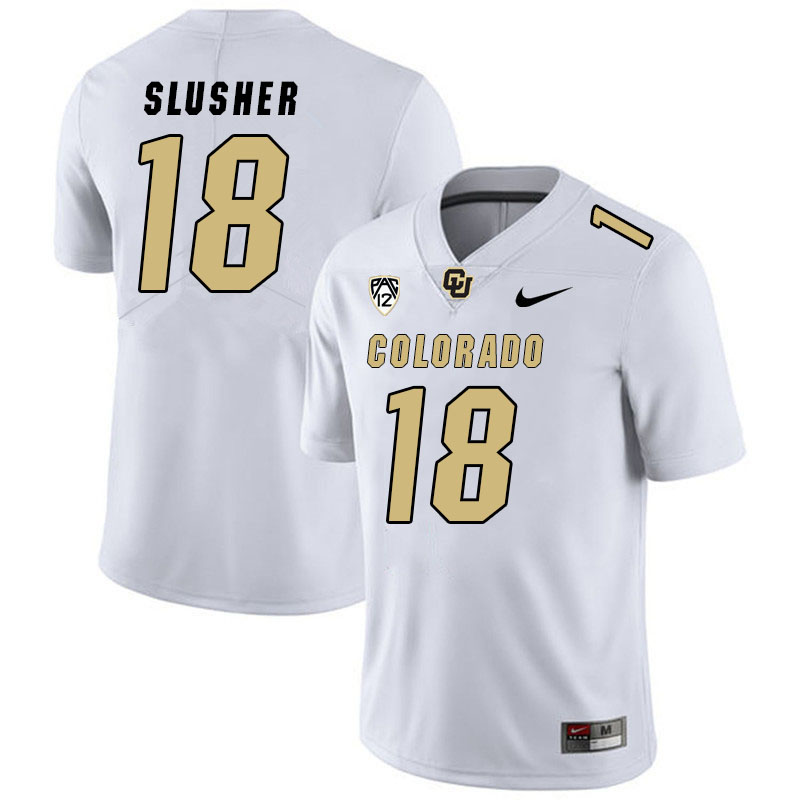Men #18 Myles Slusher Colorado Buffaloes College Football Jerseys Stitched Sale-White